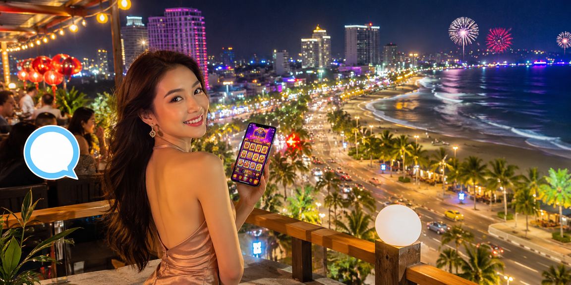 Khách chơi slots trên biển Nha Trang qua ứng dụng di động